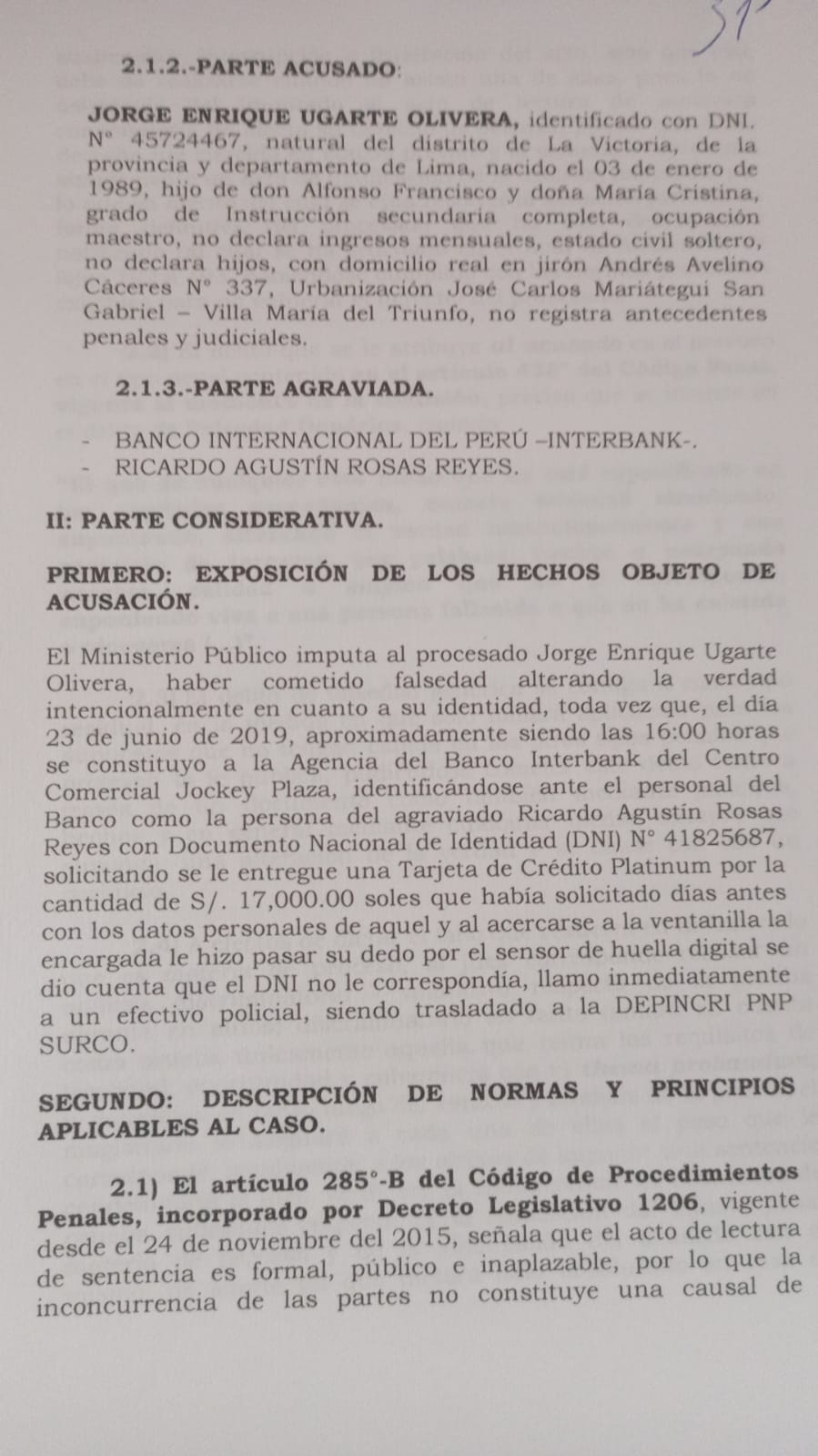 Sentencia completa de Jorge Ugarte cuando se metió a un banco a robar, página 2